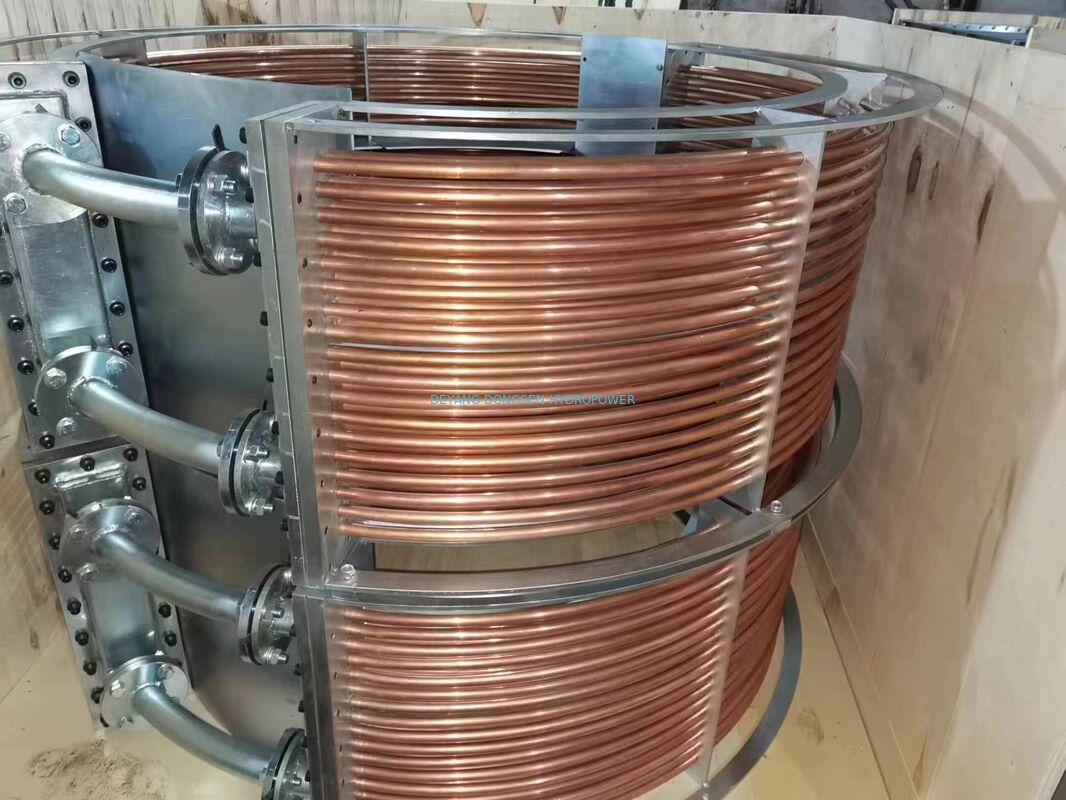 Air Cooled Oil Cooler 100kW Hydro Turbine Lube Oil Cooling System 1000RPM Bearing Coil
