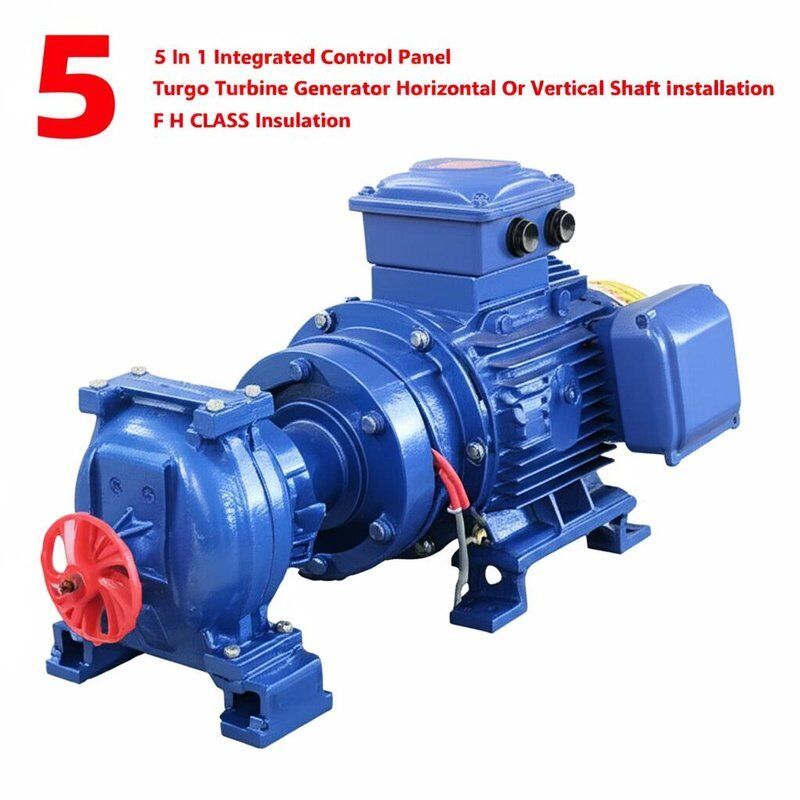 Generador de turbina de turbina con panel de control integrado 5 en 1 para instalación en eje horizontal o vertical y aislamiento de clase F F H