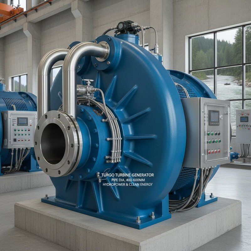 Generador de turbina de turbina con un diámetro de tubo de 400-600 mm, hasta un 87% de eficiencia y un rango de cabeza de operación de 15 m a 300 m para la generación de energía hidroeléctrica