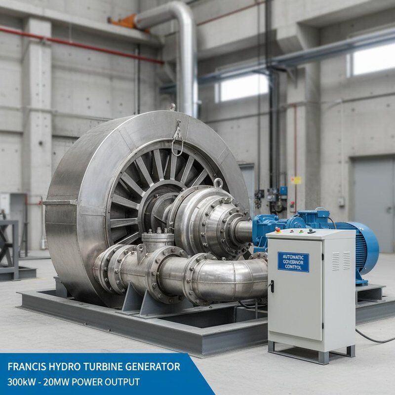 Generador de turbina Francis de 300 kW a 20 MW de potencia de salida y control automático del gobernador para plantas hidroeléctricas de 50 Hz o 60 Hz